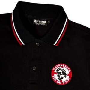 Übermensch "Klassiker" Galléros póló (piros-fehér csíkos) - XXL
